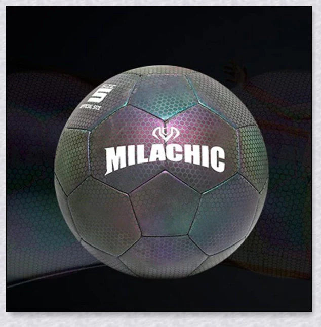 Luminous soccer ball night light that glows and creates hologram effects under camera flash