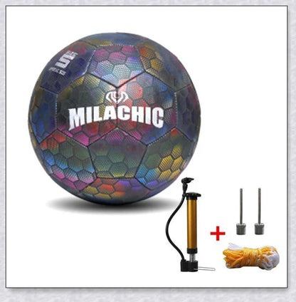 Luminous soccer ball night light that glows and creates hologram effects under camera flash