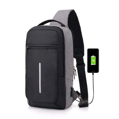 Anti-Theft USB Charging Chest Bag with Polyester Construction, Zipper Closure, and Single Strap for Hands-Free Carrying