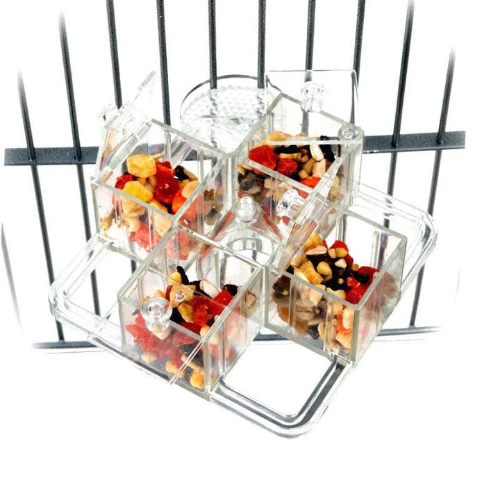 Trendha Foraging Carousel for Parrots - A durable polycarbonate carousel with multiple compartments to challenge your parrot's problem-solving skills and natural foraging instincts.