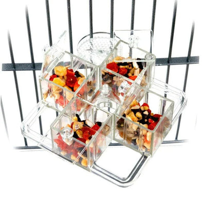 Trendha Foraging Carousel for Parrots - A durable polycarbonate carousel with multiple compartments to challenge your parrot's problem-solving skills and natural foraging instincts.