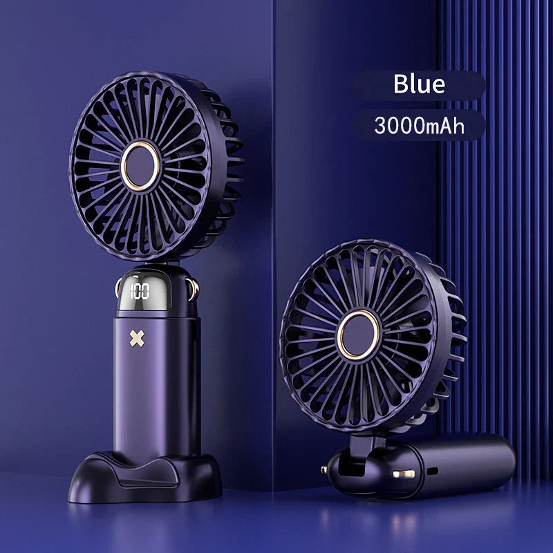 Portable Mini Handheld Fan with Beige color and 3000 mAh battery capacity for cooling comfort on the go