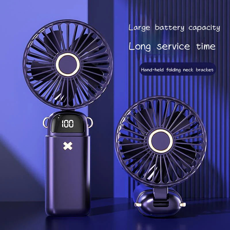 Portable Mini Handheld Fan with Beige color and 3000 mAh battery capacity for cooling comfort on the go