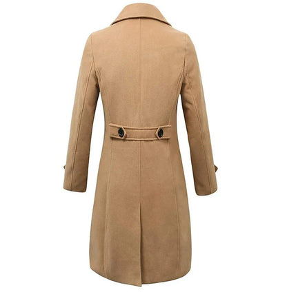Men's double-breasted woolen coat in various classic colors, designed for warmth and style during the fall and winter seasons.