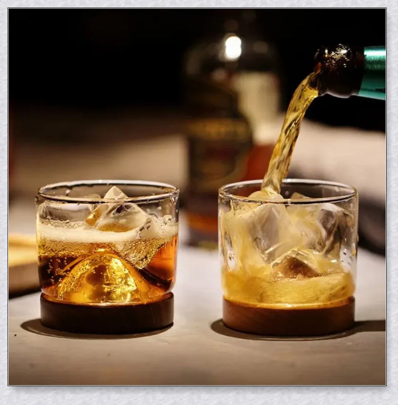 Hhomeenjoy Wooden Mountain Whiskey Glass Bottom