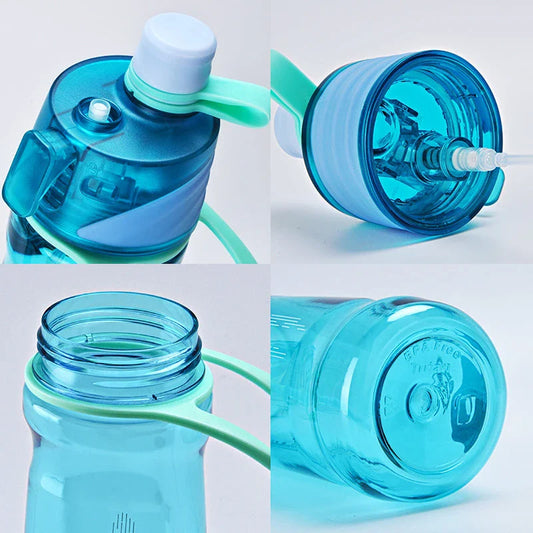 Dual-function sports water bottle with a spray feature, made from eco-friendly Tritan material