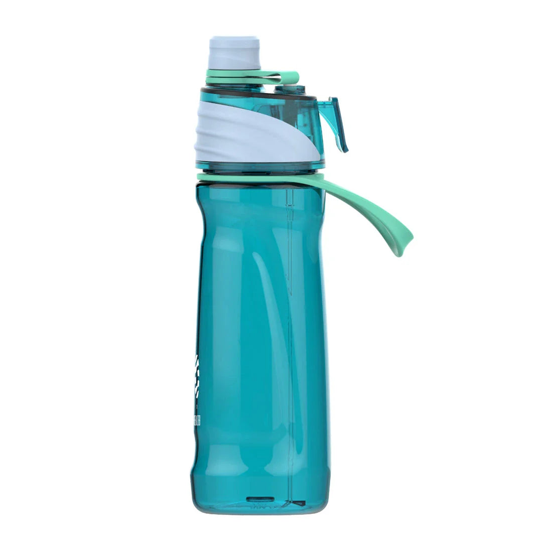 Dual-function sports water bottle with a spray feature, made from eco-friendly Tritan material