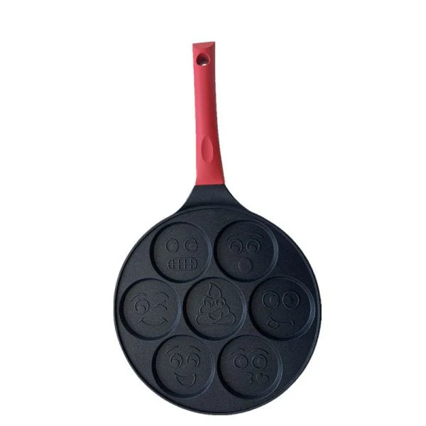 Aluminum Alloy Non-Stick Seven-Hole Breakfast Frying Pan with Comfortable Silicone Handle and Unique Hole Design for Perfect Pancakes and Eggs