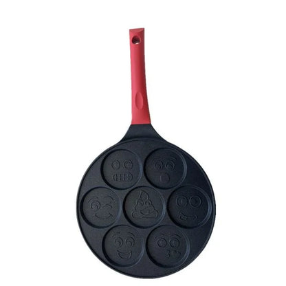Aluminum Alloy Non-Stick Seven-Hole Breakfast Frying Pan with Comfortable Silicone Handle and Unique Hole Design for Perfect Pancakes and Eggs