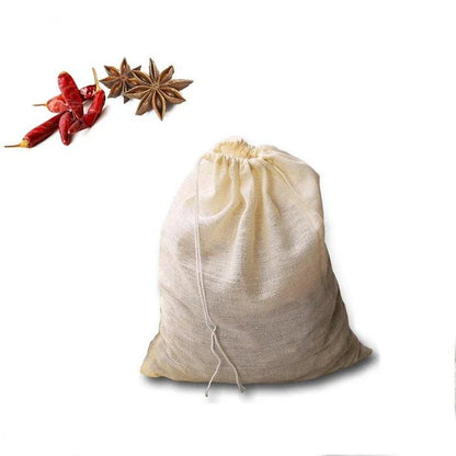 Cotton storage bags in various sizes for organizing kitchen, desk, and closet items