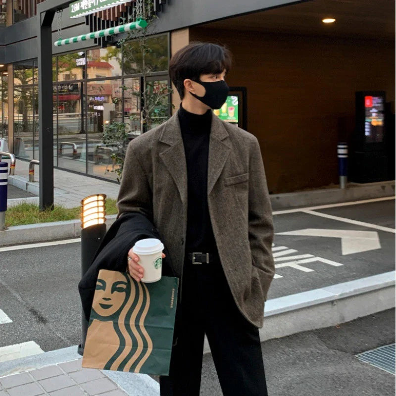 Premium Korean-inspired small suit with relaxed, loose fit and thickened high-grade polyester fabric