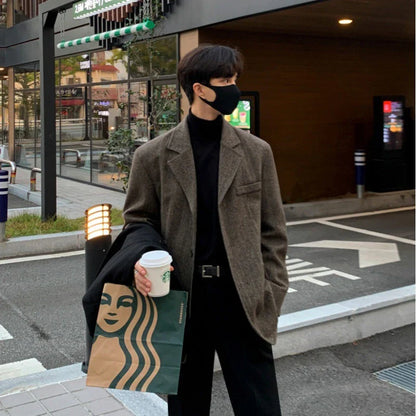 Premium Korean-inspired small suit with relaxed, loose fit and thickened high-grade polyester fabric