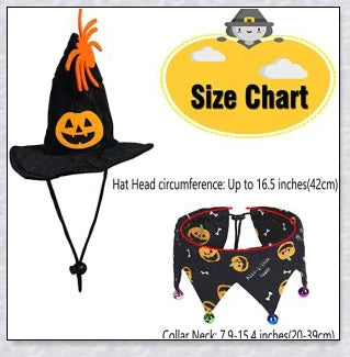 Adorable Halloween cat costume with pumpkin and spider pattern, featuring an adjustable collar and hat
