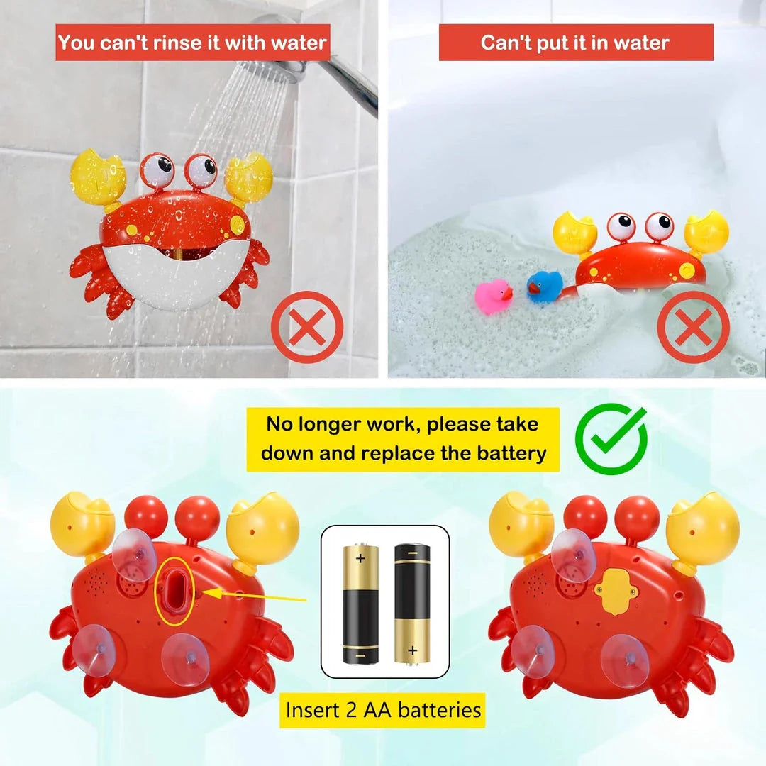 Red Crab Bath Toy Bubble Machine - Colorful Bubble-Making Machine for Entertaining Kids During Bath Time
