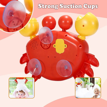 Red Crab Bath Toy Bubble Machine - Colorful Bubble-Making Machine for Entertaining Kids During Bath Time