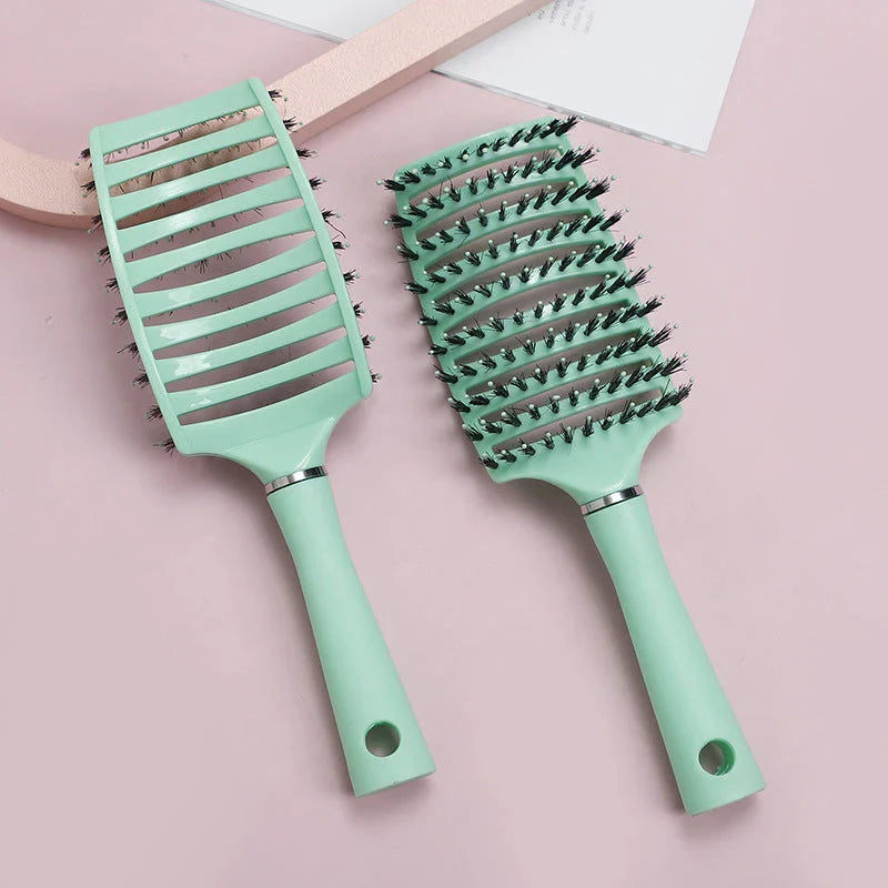 Women's Wet Curly Detangling Hair Brush with ergonomic design and flexible bristles for effortless styling and detangling of curly hair