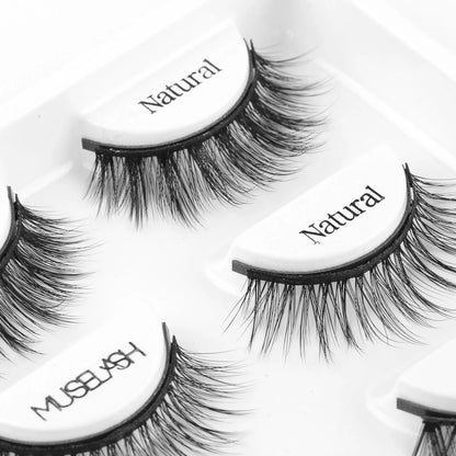 Magnetic false eyelash set with liquid eyeliner in black, featuring 5 pairs of premium lashes for transformative eye looks