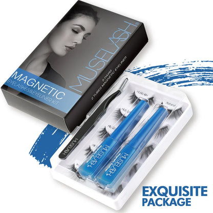 Magnetic false eyelash set with liquid eyeliner in black, featuring 5 pairs of premium lashes for transformative eye looks