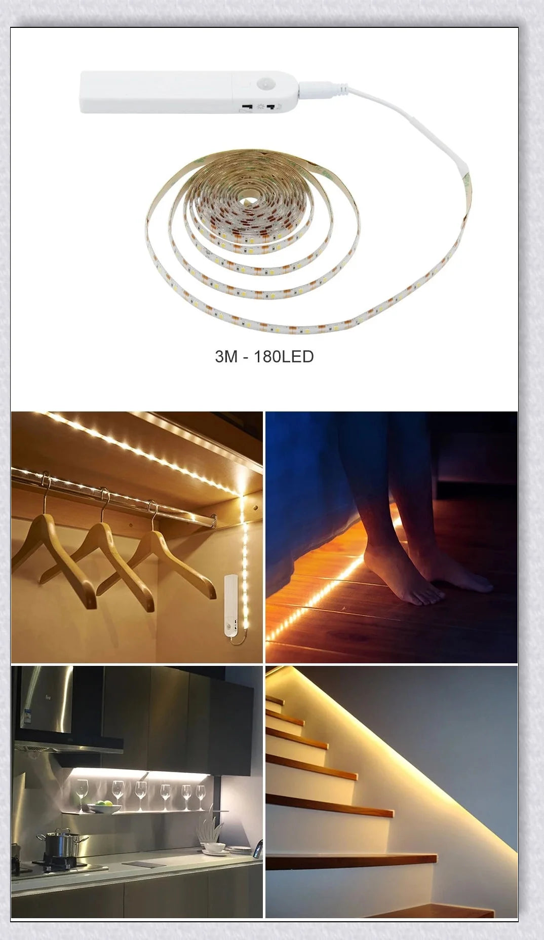 Under Bed Lighting Strip with motion sensor for automatic illumination in dark rooms
