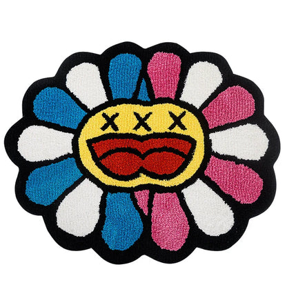 Colorful Smiling Face Tufted Rug - Soft, Durable Polyester Rug with Playful Design