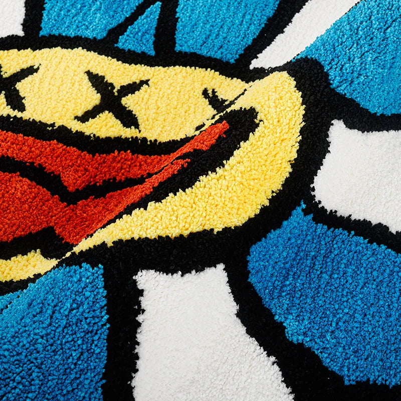 Colorful Smiling Face Tufted Rug - Soft, Durable Polyester Rug with Playful Design