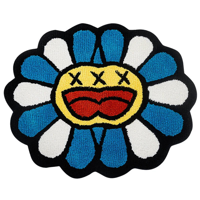 Colorful Smiling Face Tufted Rug - Soft, Durable Polyester Rug with Playful Design