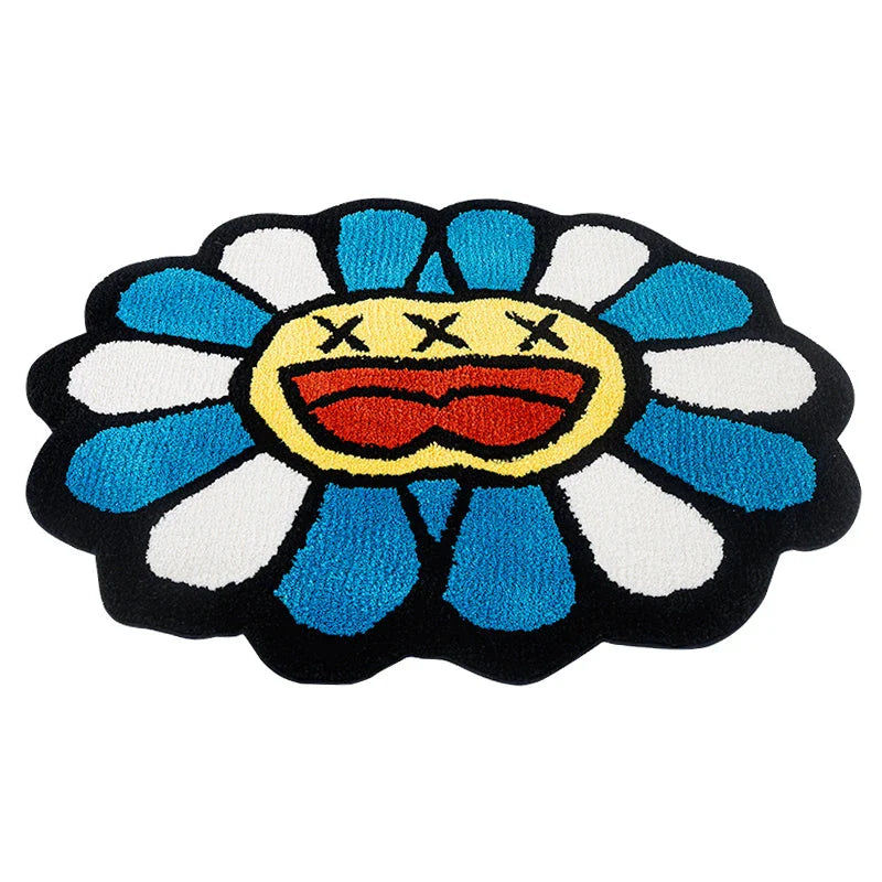 Colorful Smiling Face Tufted Rug - Soft, Durable Polyester Rug with Playful Design