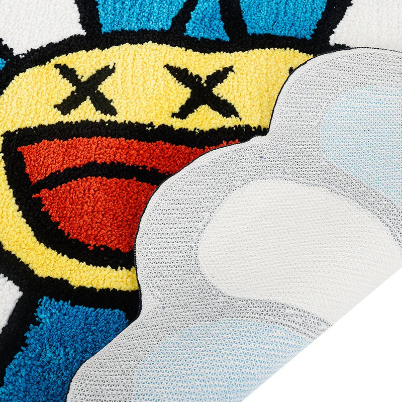 Colorful Smiling Face Tufted Rug - Soft, Durable Polyester Rug with Playful Design