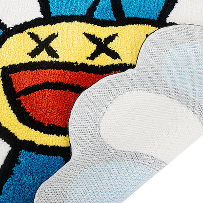 Colorful Smiling Face Tufted Rug - Soft, Durable Polyester Rug with Playful Design