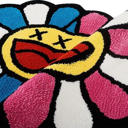 Colorful Smiling Face Tufted Rug - Soft, Durable Polyester Rug with Playful Design