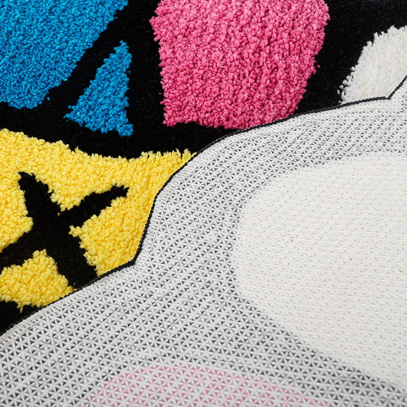 Colorful Smiling Face Tufted Rug - Soft, Durable Polyester Rug with Playful Design