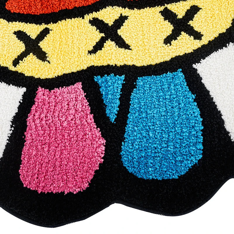 Colorful Smiling Face Tufted Rug - Soft, Durable Polyester Rug with Playful Design