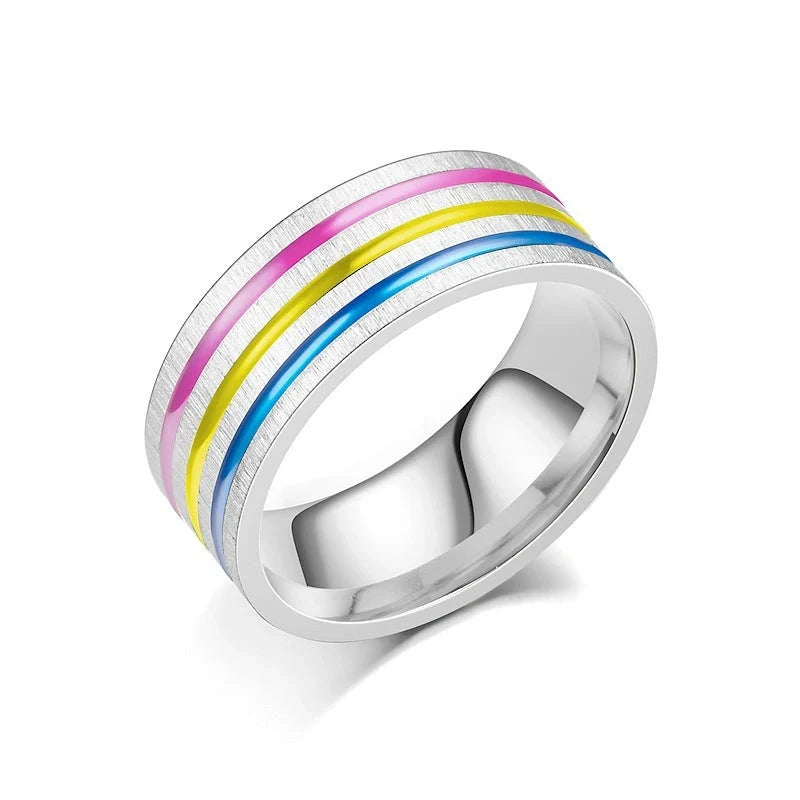 Titanium Steel Ring with Captivating Rainbow Oil Drip Design, Featuring a Unique Flower Shape and Available in Multiple Sizes