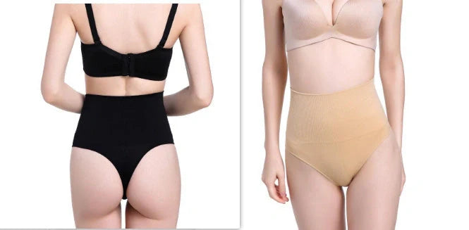 Slim Sculpting Thong with Tummy Control - Premium Chinlon Shapewear in Black and Nude Colors