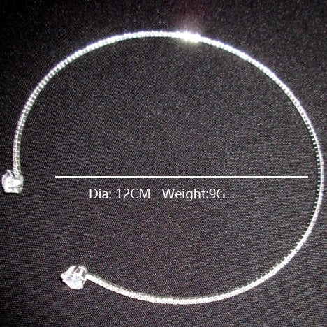 Silver Rhinestone Heart Collar Choker Necklace for Women with pearl chain