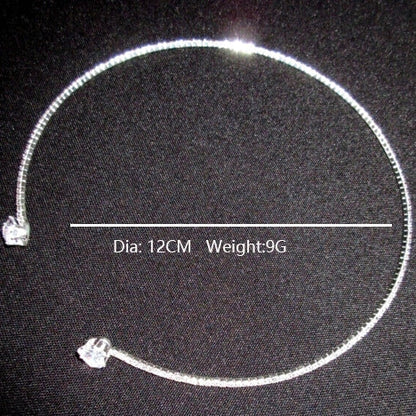 Silver Rhinestone Heart Collar Choker Necklace for Women with pearl chain