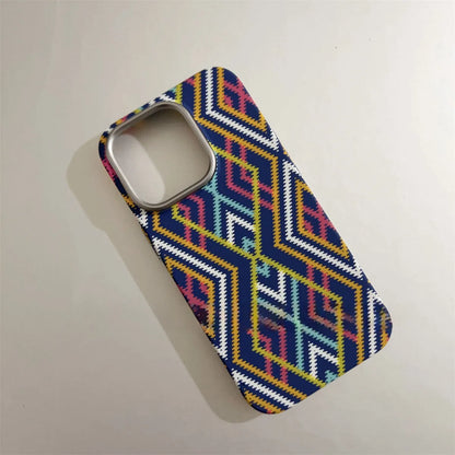 Kevlar skin feeling hard PC phone case with micro relief and magnetic suction for iPhone 12-15 Pro Max.