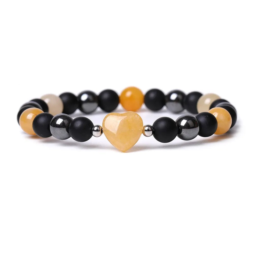 Lvdongling Tigereye hand-cut peach heart stone bracelet with cosmic moon and planet elements