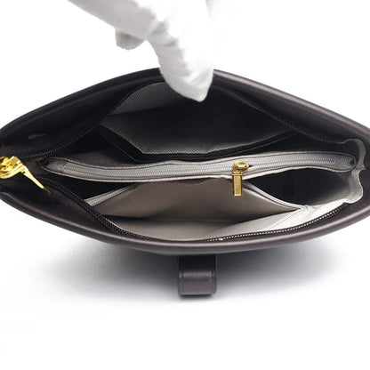 Korean-style soft PU bucket bag in black with double shoulder straps and organisational compartments
