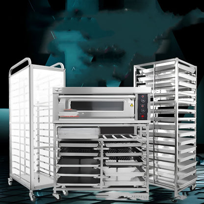Six-level stainless steel commercial baking rack with lock mechanism and 40x60cm frame