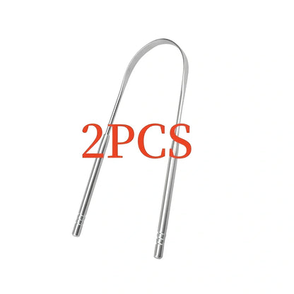 Stainless steel U-shaped tongue scraper measuring 19.5cm with rose gold finish