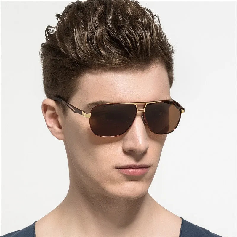 Men's aviator sunglasses with polarised HD lenses in 8005 orange red colour, metal frame, teardrop-shaped lenses