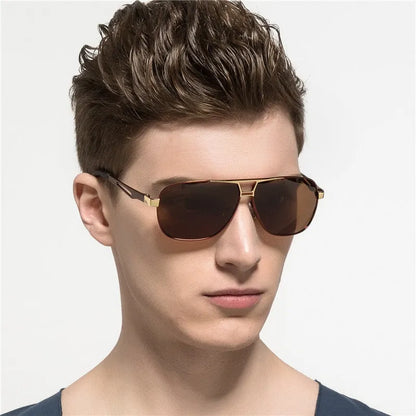 Men's aviator sunglasses with polarised HD lenses in 8005 orange red colour, metal frame, teardrop-shaped lenses