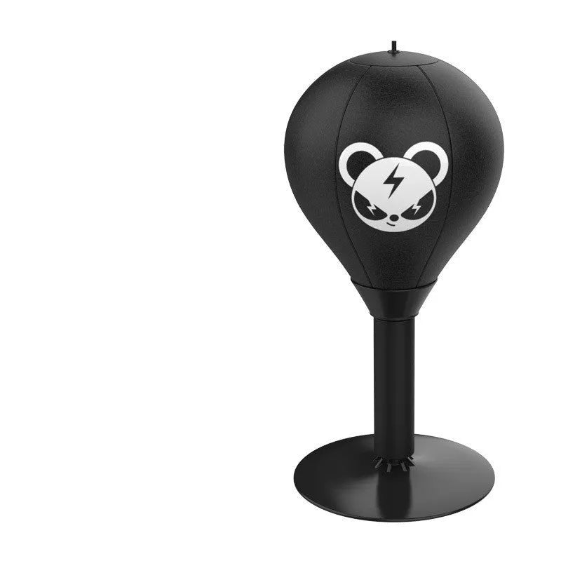 Tabletop boxing speed ball with suction cup base and inflatable PU leather ball in Burst Bear design