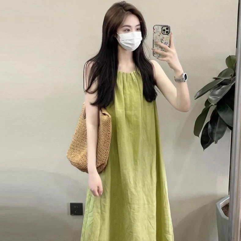 Plus size asymmetric sleeveless vest skirt in green with matching trousers