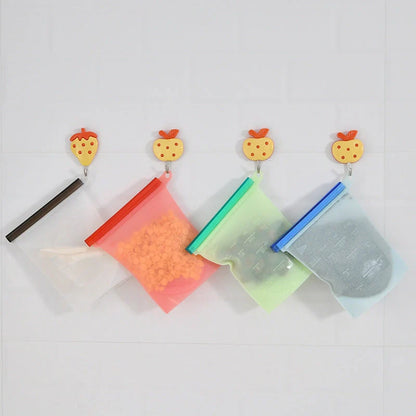 Silicone vacuum sealed kitchen storage bags in various colors with drawstring design