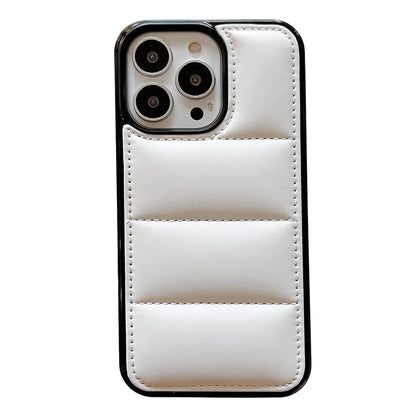 Candy down jacket shape IPhone case in selected colour showing TPU and PC construction