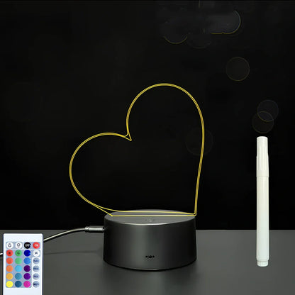 3D acrylic LED message board with touch controls showing illuminated writing on 3.5mm thick surface