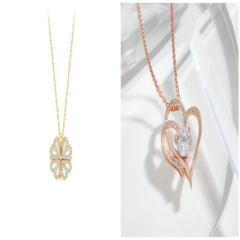 Elegant four-leaf clover necklace with magnetic and detachable design for versatile styling