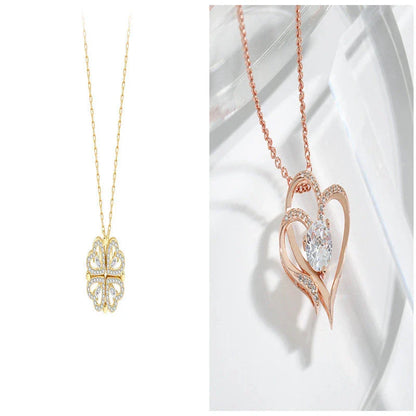 Elegant four-leaf clover necklace with magnetic and detachable design for versatile styling